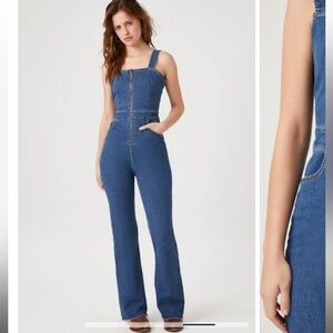 Retro Zip-Up Denim Jumpsuit